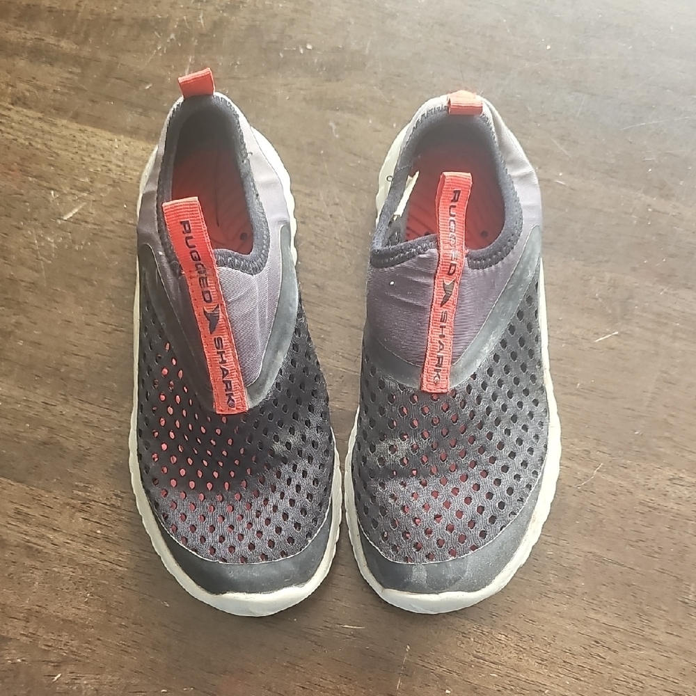 Rugged Shark Black and Red Slip-On Shoes